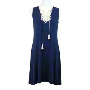Max Studio Navy Blue Lace Up Front Sleeveless A-Line Mini Dress Size XS‎